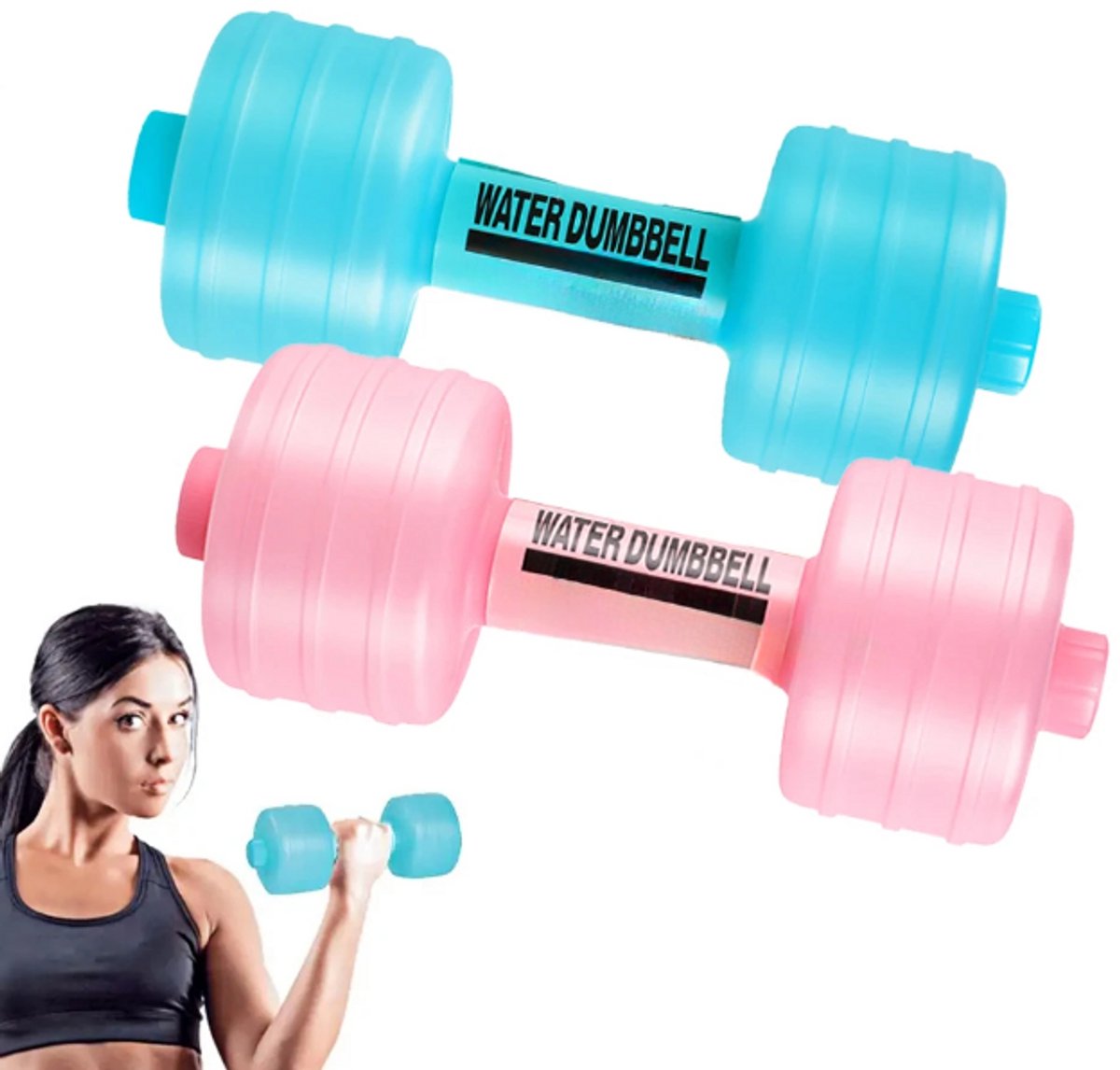 Draagbare Watergevulde Dumbbells – Waterfles Fitness voor Krachtoefeningen, Arm Training en Thuis Gym - Roze – foto 8