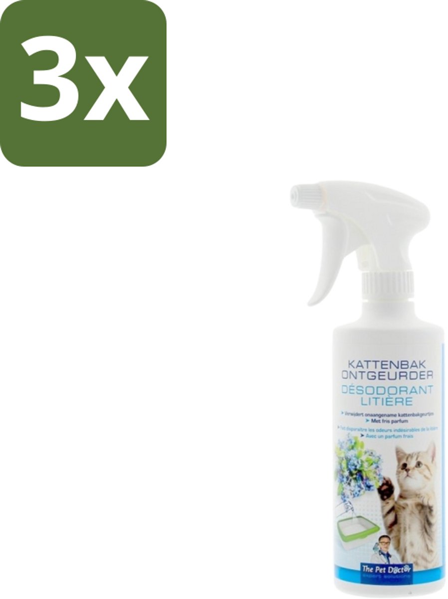 The Pet Doctor – Kattenbak Ontgeurder – Geurverwijderend – 500 ml - Bulkverpakking - 3 stuks