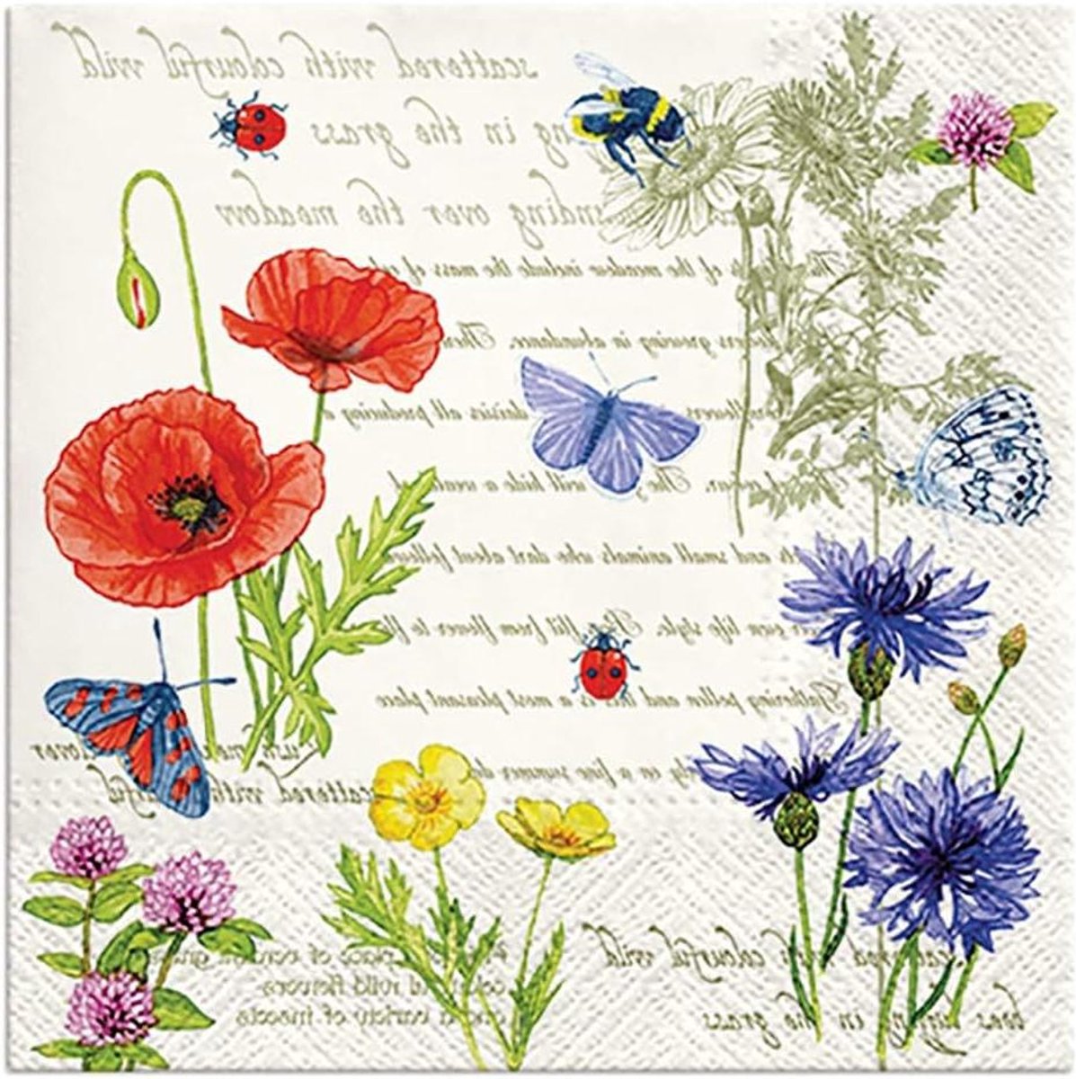 Bloemige Servetten - Papieren Servetten - Tafeldecoratie - Drie-laags Papier - 33x33cm - Rood