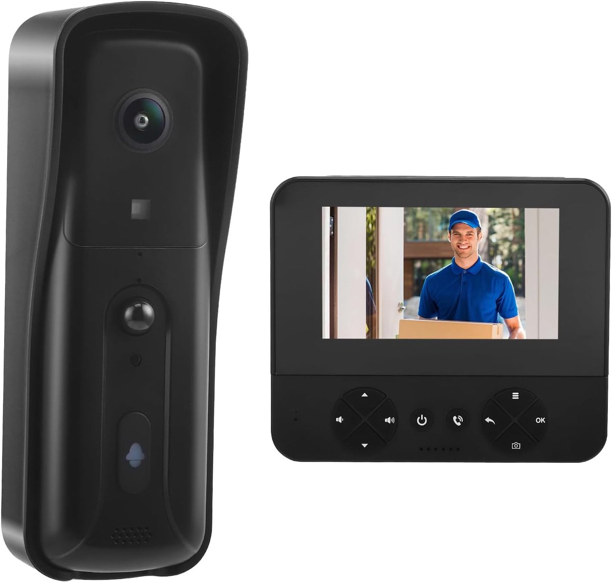Draadloze deurbelcamera - Video intercom - Veiligheid thuis - 4.3 inch monitor - 300m bereik - zwart