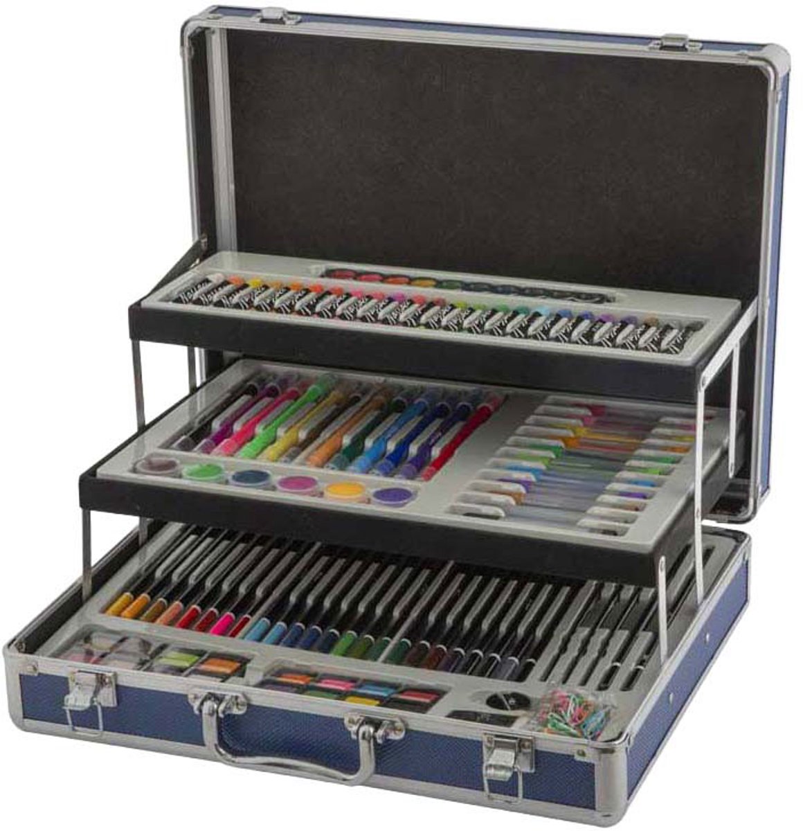 Tekendoos voor Kinderen en Volwassenen 139pcs met kleurpotloden en waskrijt - Schilderkisten - Stiften - Metalen Opbergkoffer — afbeelding 4