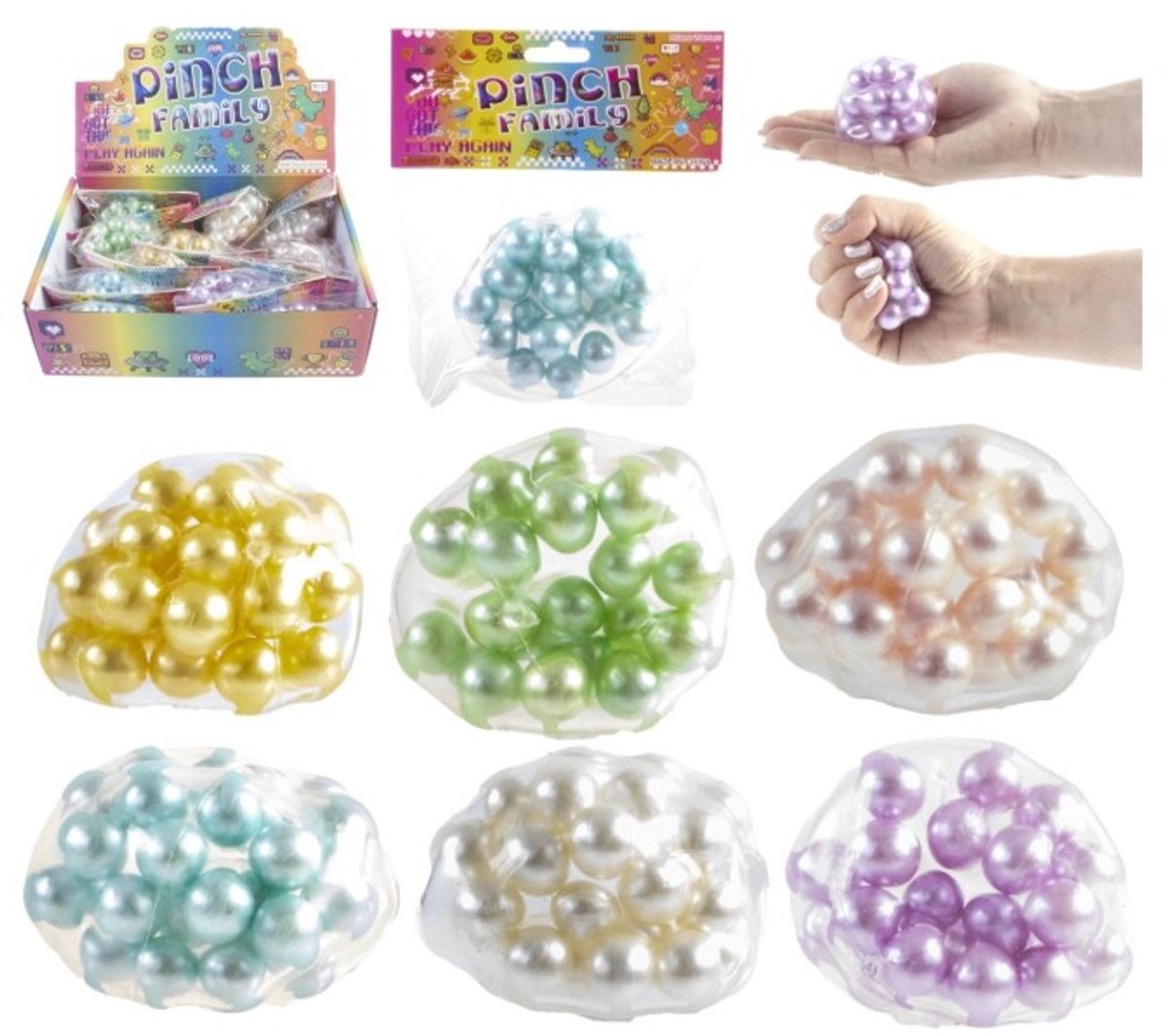 Kidsfun speelballen parelmoer kleuren 7cm set van 12 ballen.