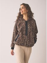 Next - Dames - Fleece Hoodie met Korte Rits - Dierenprint