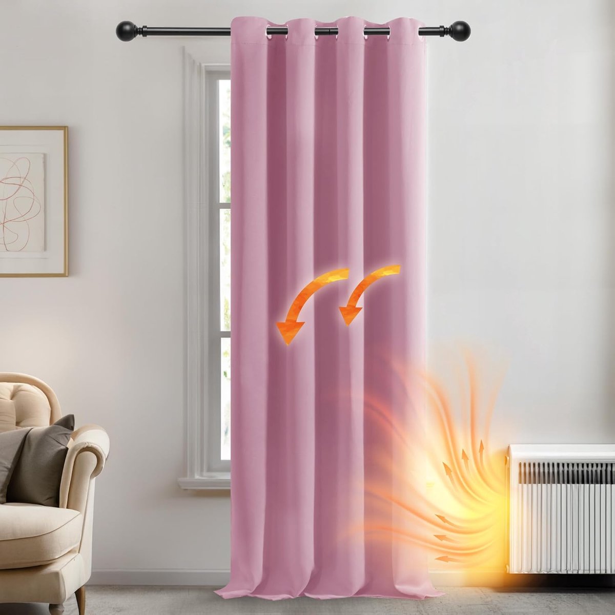 Azalia Gordijn Verduisterend, Kant en Klaar Gordijn met Ringen 245, Verduisterende Gordijn voor Woonkamer Slaapkamer, 140x245 cm (B x H), Li