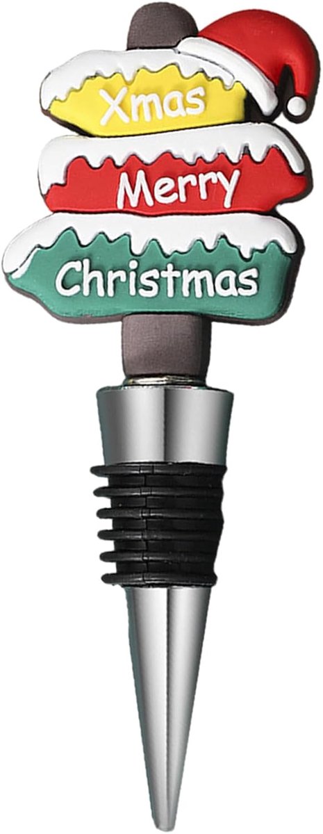 Wijnfles Dop - Kerst Kurk - Wijn Bewaren - Feestelijk Design - 11 x 4 cm - Transparant