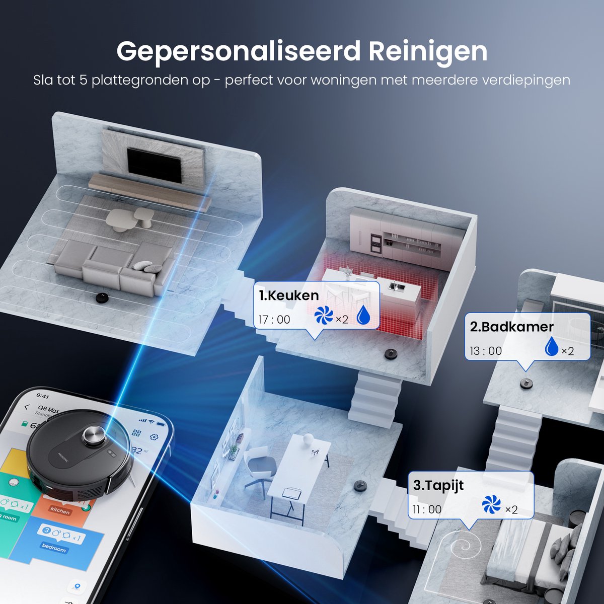 Proscenic Q8 Max+ - Robotstofzuiger met Dweilfunctie - afbeelding 3