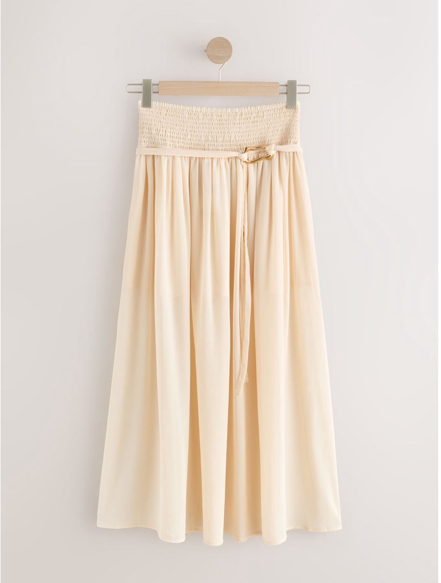 Next - Dames - Maxirok van chiffon met ceintuur - Crème