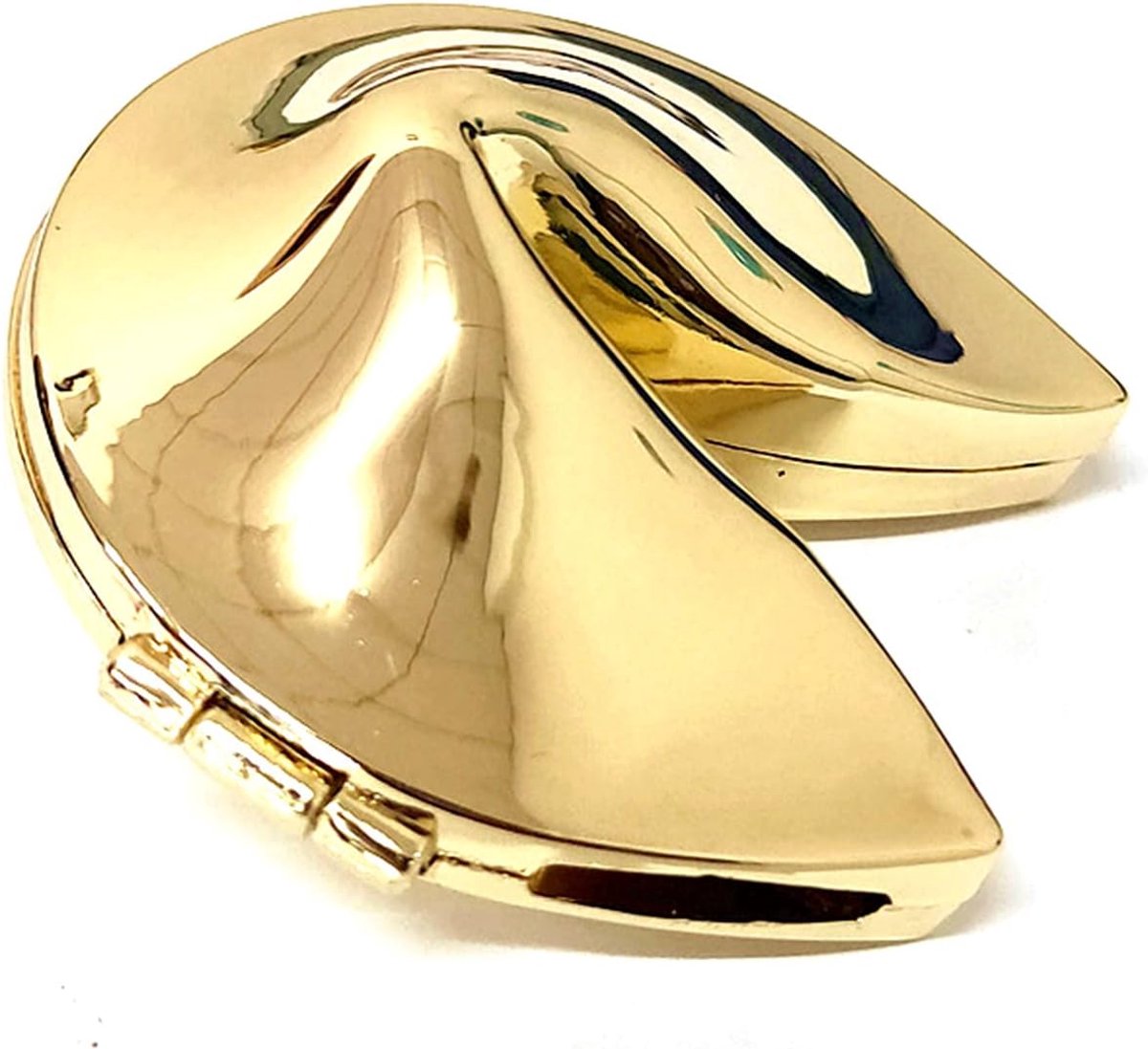 Gelukskoekje Doosje - Sleutelhanger Decoratie - Cadeau Souvenir - Met Hand Gepolijst - 5cm Hoog - Goud