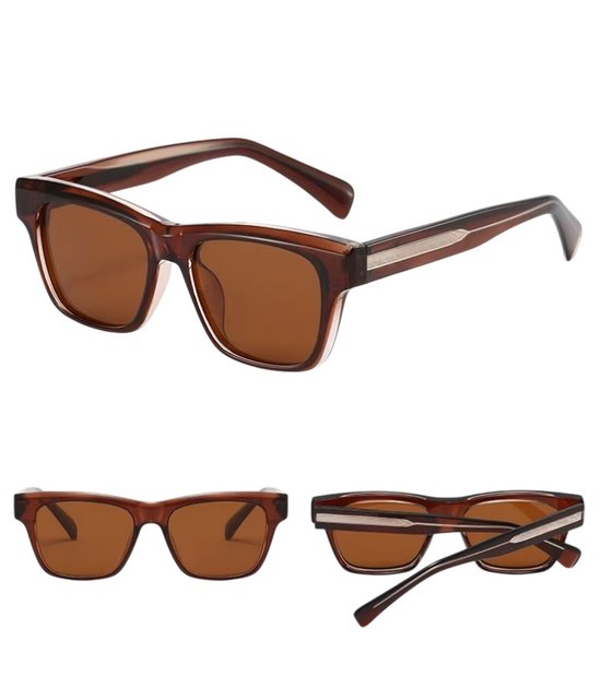 Loud and Clear® - Zonnebril - Heren - Dames - Vierkant - Bruin - Gepolariseerd - Polariserend van Merkloos — afbeelding 2