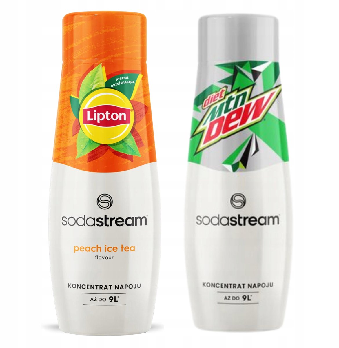 SodaStream Lipton Peach Serie - Verfrissende Syrup Set - Brzoskwinia & Mountain Dew Zero
