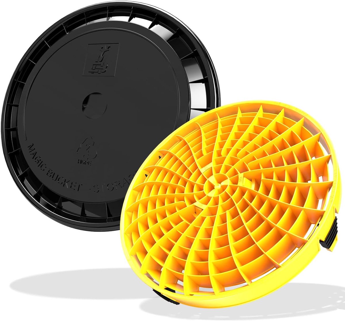 Emmer accessoireset - Vuilinzet Deksel - Krasvrij Auto Wassen - Vuil Scheidend Systeem - 31 cm Diameter - Goud Zwart