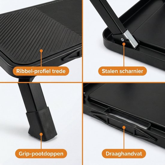 Cheqo® Opstapkruk Inklapbaar - Opstapje Anti-Slip - Vouwkruk voor Caravan en Camper - Opvouwbaar Trapje - Klapkruk - Instaptrede Camping - Keukentrapje - Caravanopstap - Stalen Krukje voor Keuken en Garage - Draagbaar Opstapje van Merkloos — afbeelding 4