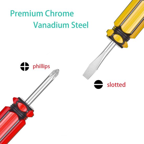 Daity Mini-schroevendraaierset met korte steel - tweekleurige schroevendraaiers met kleine steel - kruiskopschroevendraaier en platte schroevendraaier. van Daity — afbeelding 2