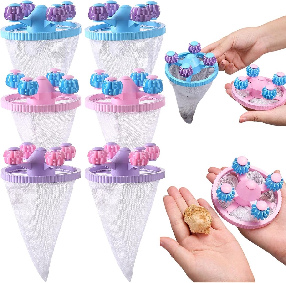 Haarvanger Wasbollen - 6PCS Dierenharen Verwijderaar voor Wasmachine - Luchtfilterende Mesh voor Het Verwijderen van Dierenharen - Meshzak voor het verwijderen van dierenhaar - Lintvanger voor Wasgoed (3 Kleuren)