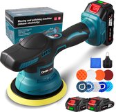 ONEVAN Draadloze Auto polijstmachine - 150 mm Accu polijstmachine - met 2× Accu’s - 8 variabele snelheden - 2800-7800 tpm - voor Waxen, Polijsten & Lakherstel