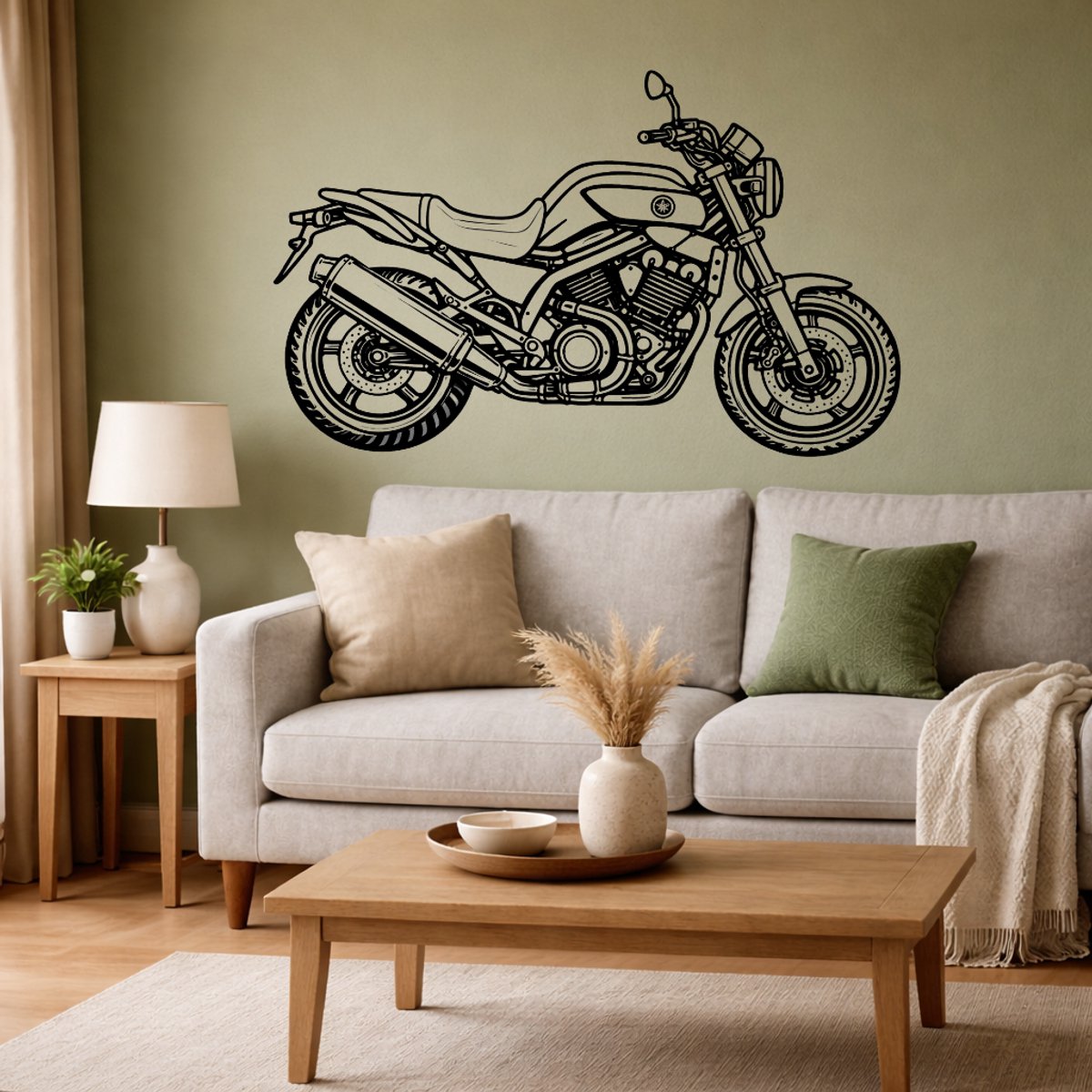 BR2Laser Yamaha BT 1100 Bulldog – Wanddecoratie – Lasergesneden Hout – Tractor kunst – 35 cm Breed