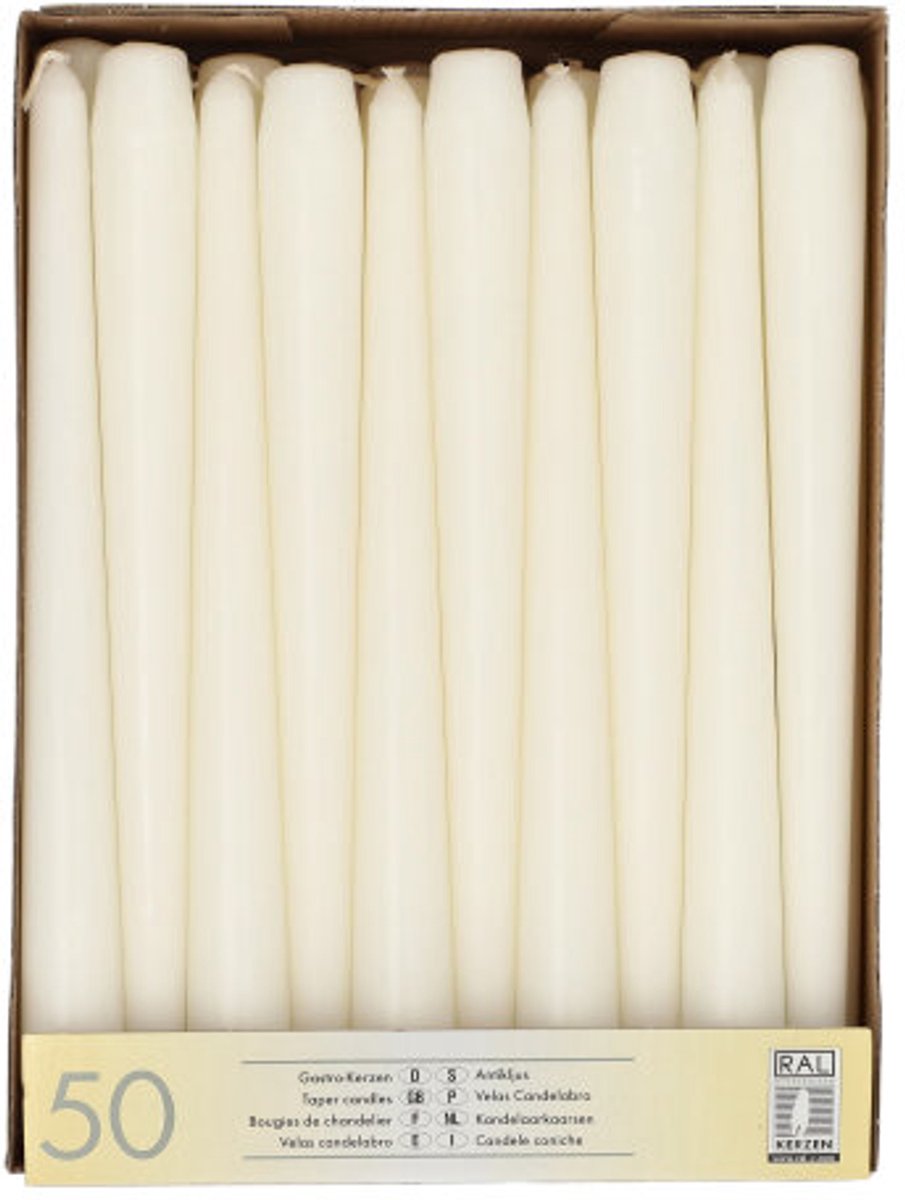 2x 50 Kandelaarkaarsen Ø 22 cm · 25 cm wit