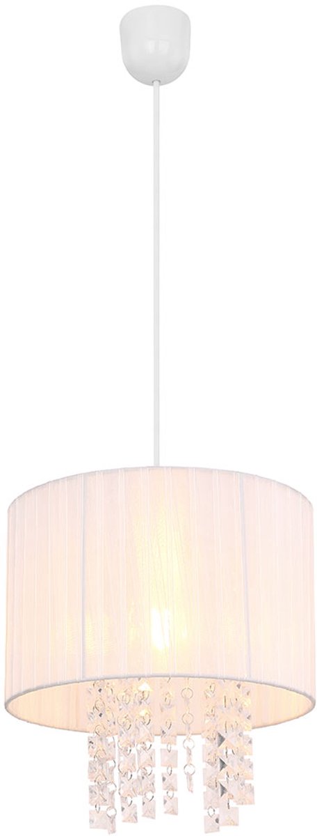 Hanglamp wit hanglamp eettafel lamp woonkamer lamp kristallen, zijde, 1x E27, DxH 30 x 120 cm