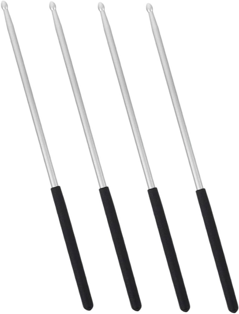 Drum Stokken Set - Percussie Accessoires - Muziek Maken - Duurzaam Aluminium - 41x1.4cm - Zilver