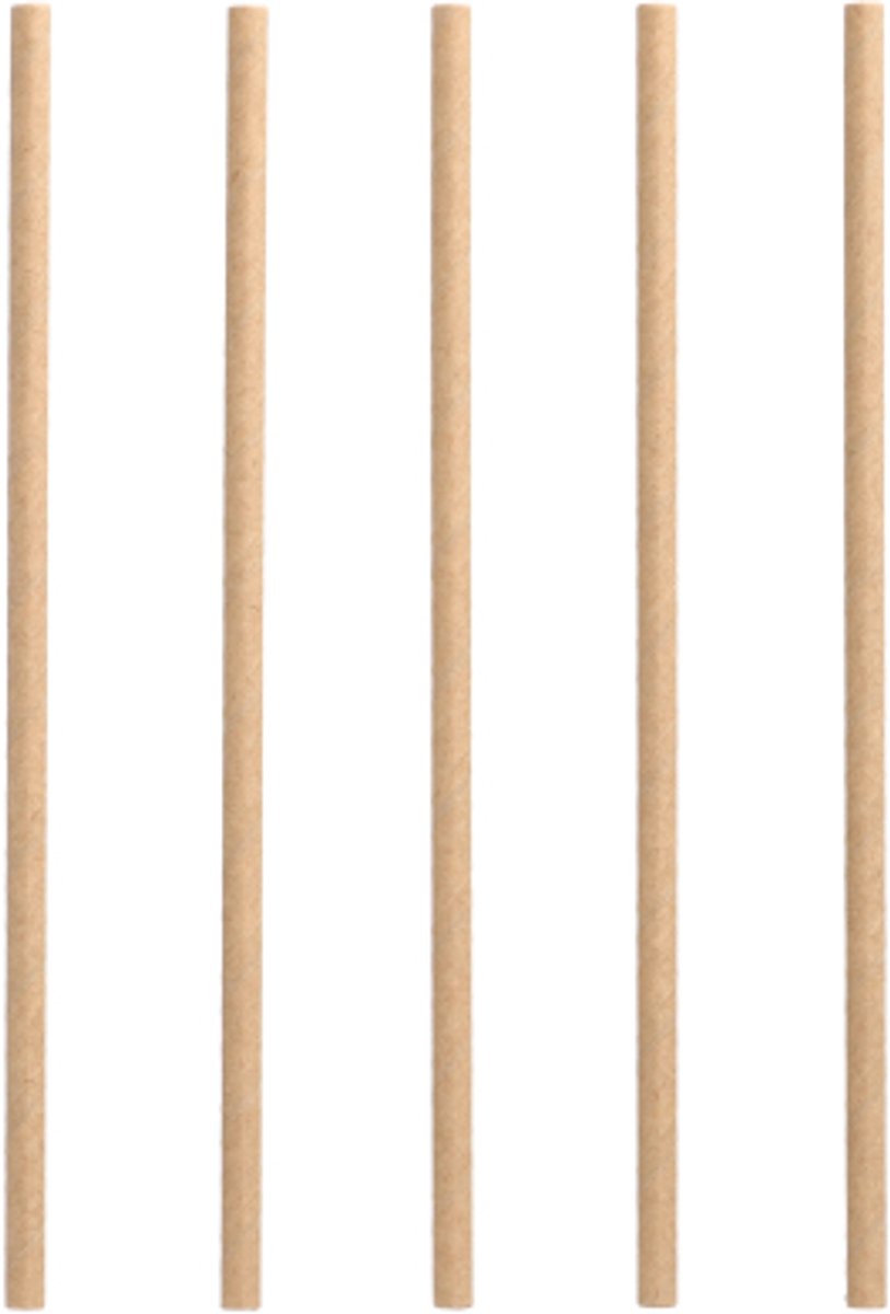 10x 100 Drinkrietjes papier pure Ø 6 mm · 20 cm bruin