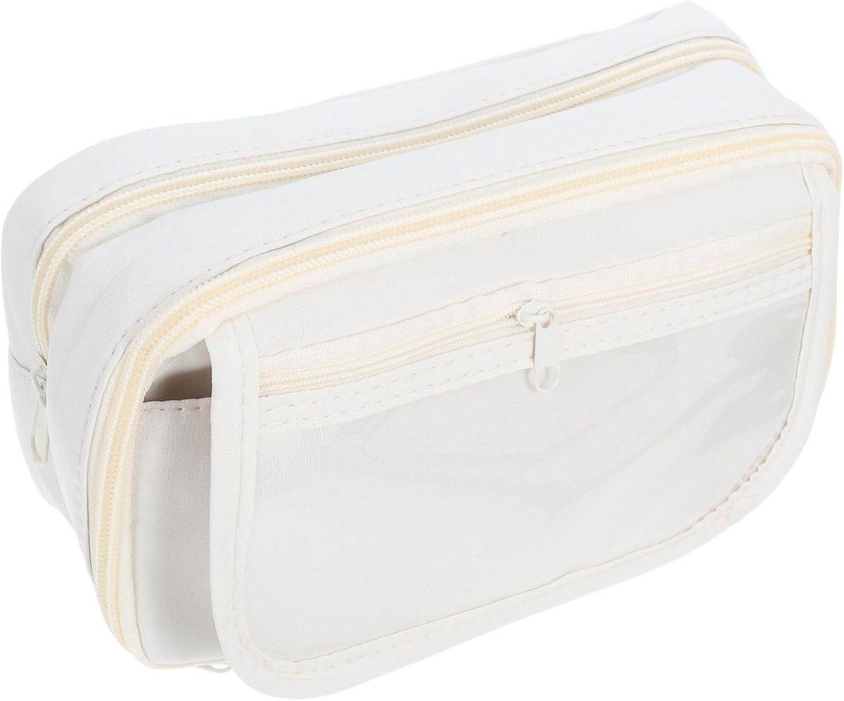 Etui Met Vakken - Pennendoos Organizer - School Kantoor - Grote Capaciteit - 21.5cm Breed - Beige