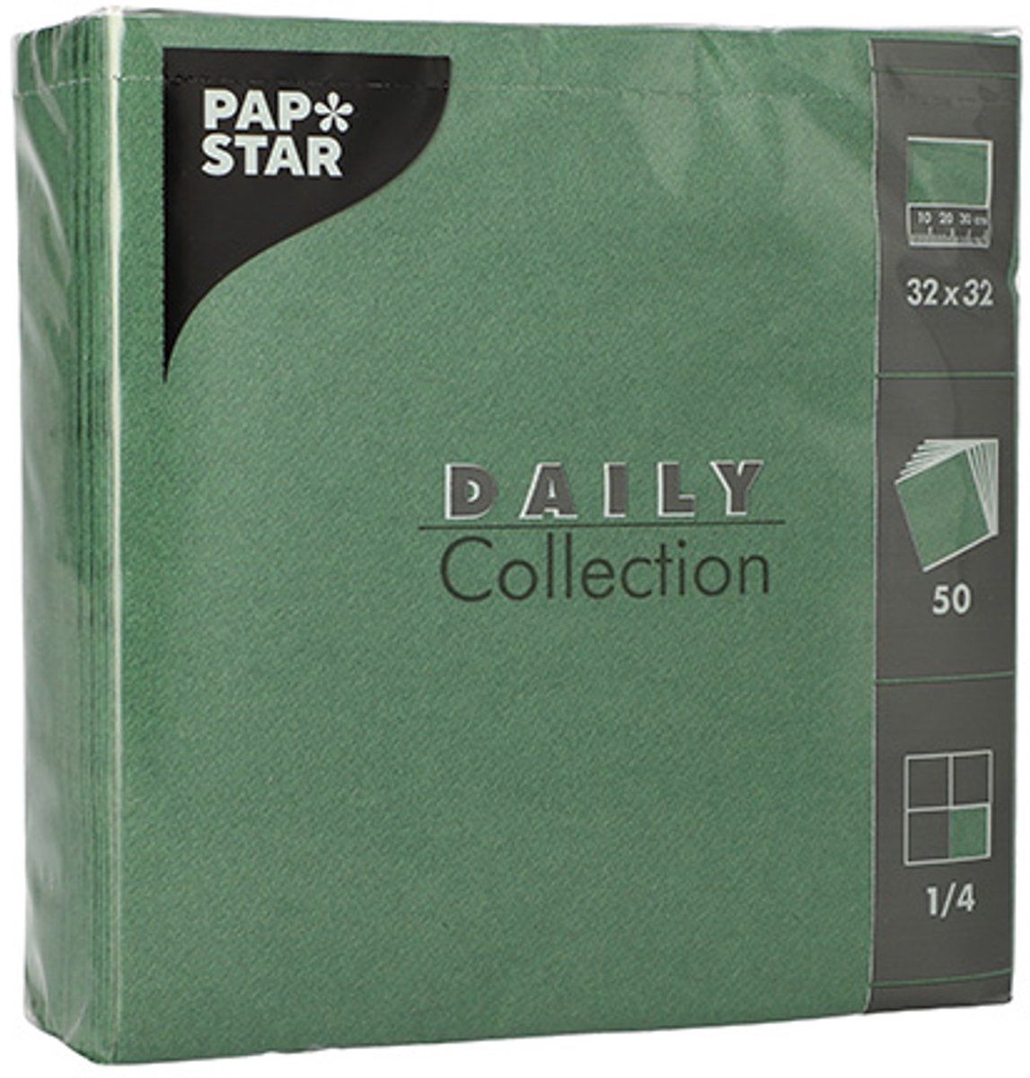 14x 50 Servetten DAILY Collection 1/4 vouw 32 cm x 32 cm donkergroen