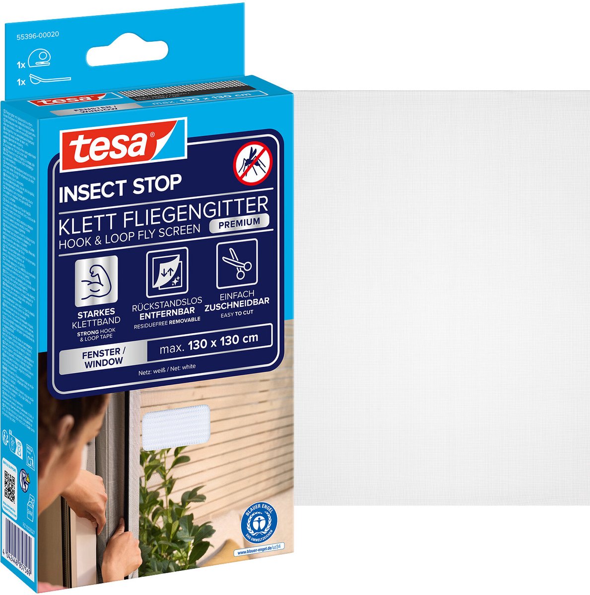 tesa INSECT STOP H&L Fly Screen Premium for Windows - hor met sterke klittenband, verwijde
