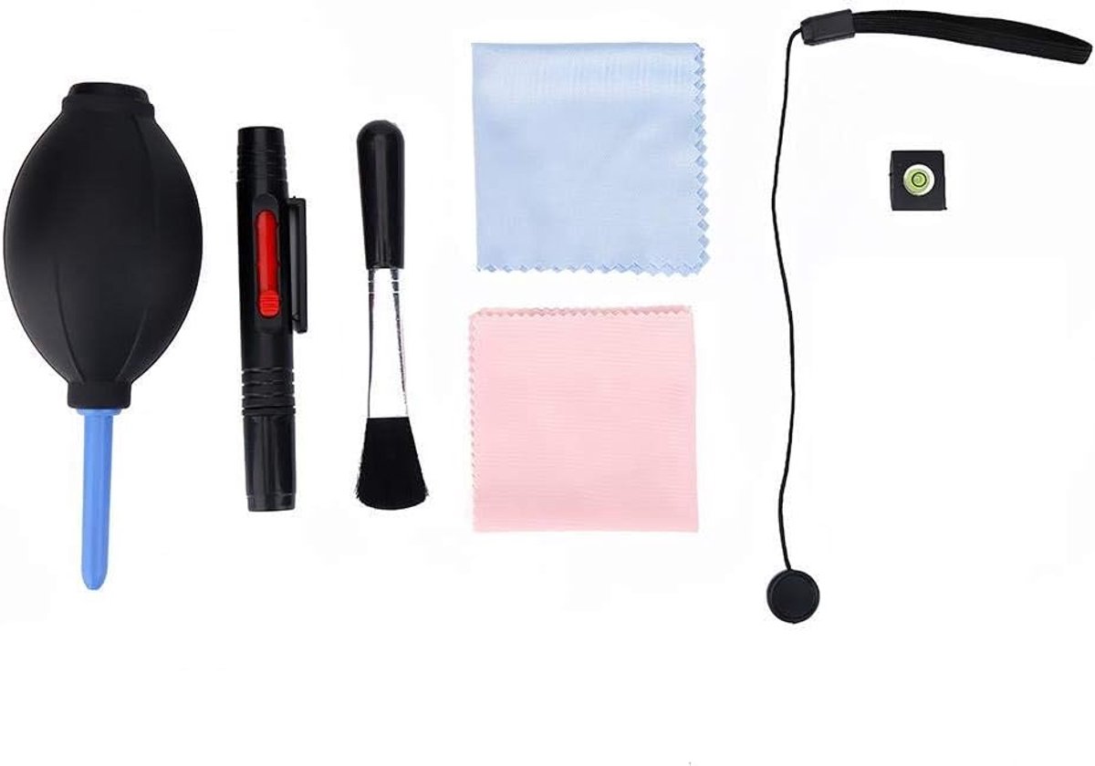 Lens Reinigingsset - Camera Schoonmaakset - Fotoapparatuur Onderhoud - 7-in-1 Multifunctioneel - Compact 10x5x5 cm - Zwart