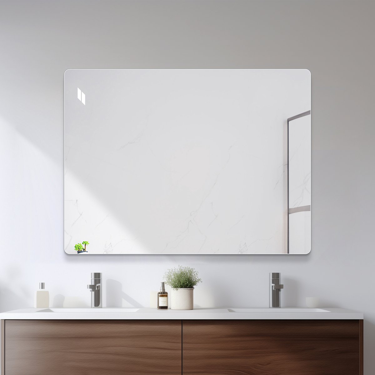 STILVORA Wandspiegel – Frameloos Veilig Ontwerp – 60 x 80 cm – Glas – Zilver – Horizontaal of Verticaal voor Badkamer Slaapkamer Hal