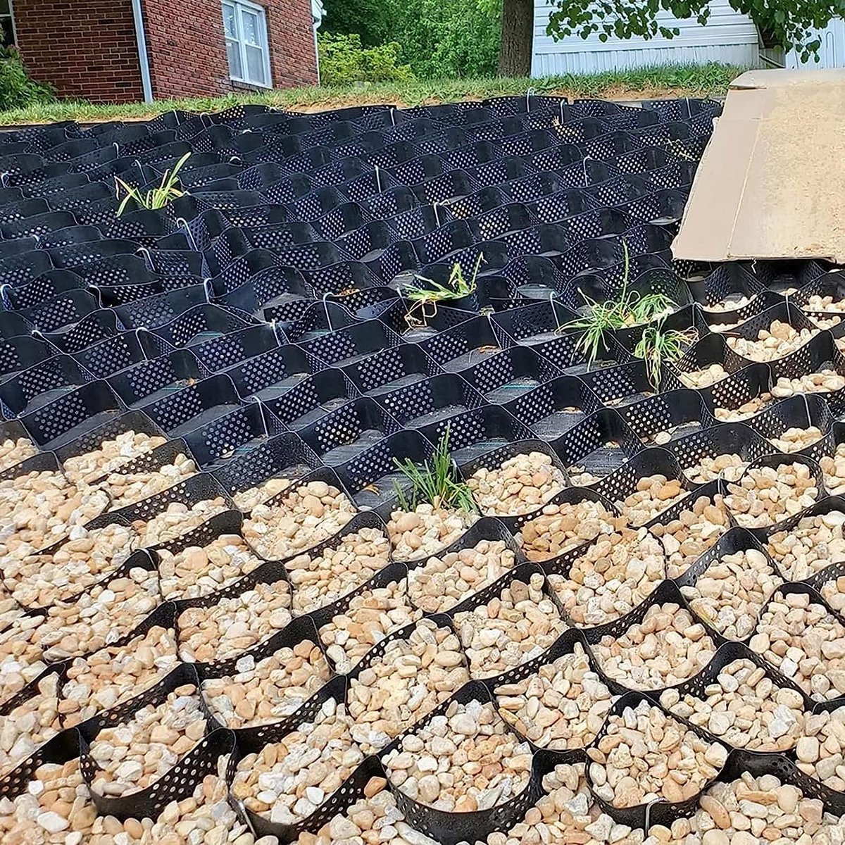 Grindrooster Systeem - Oprit Stabilisator - Buitenruimte Aanleg - Hoge Treksterkte - 40x40cm Per Paneel - Zwart