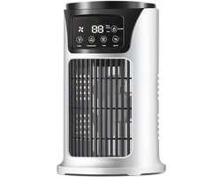 Mini aircooler - 6 snelheden, USB, watertank, timer, luchtkoeler voor bureau slaapkamer en thuiswerkplek - Wit