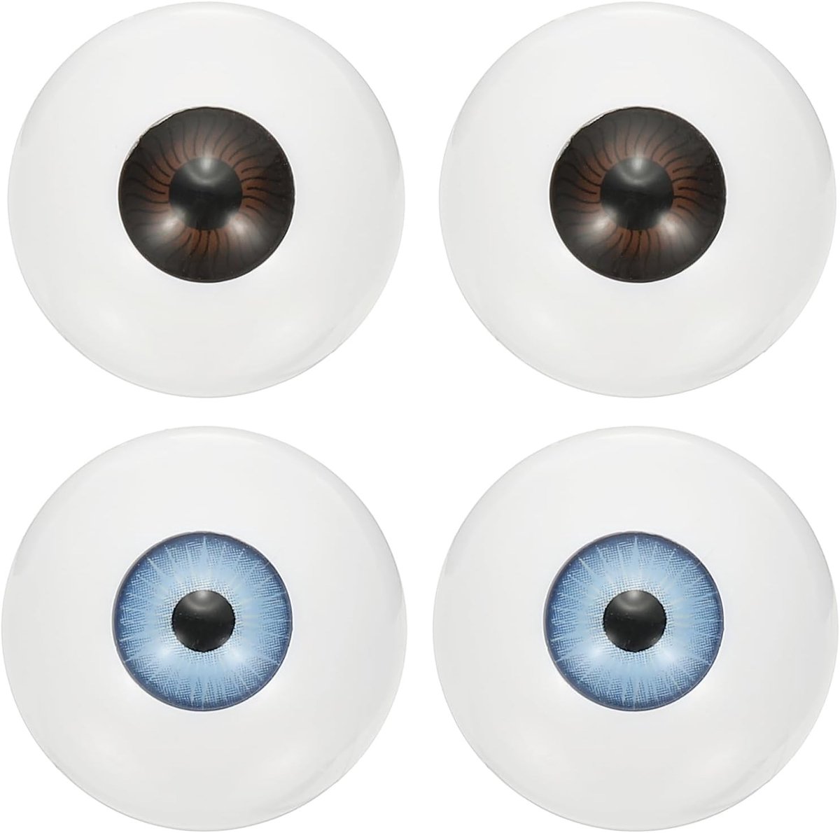 Killogood Veiligheidsoogjes van 30 mm - 2 paar realistische acryl oogbollen - plastic halve oogbollen - geschikt voor maskers - Halloween-rekwisieten en knutselwerkjes - lichtblauw - donkerbruin