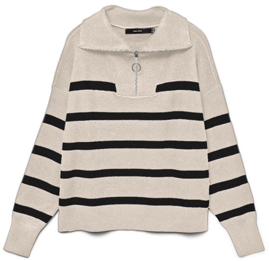 Vero Moda Pull Vmsaba Stripe Ls Highneck Blouse Ga 10269246 Bouleau/noir Femme Taille - L