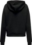 Zwarte cropped hoodie, achterkant zichtbaar.
