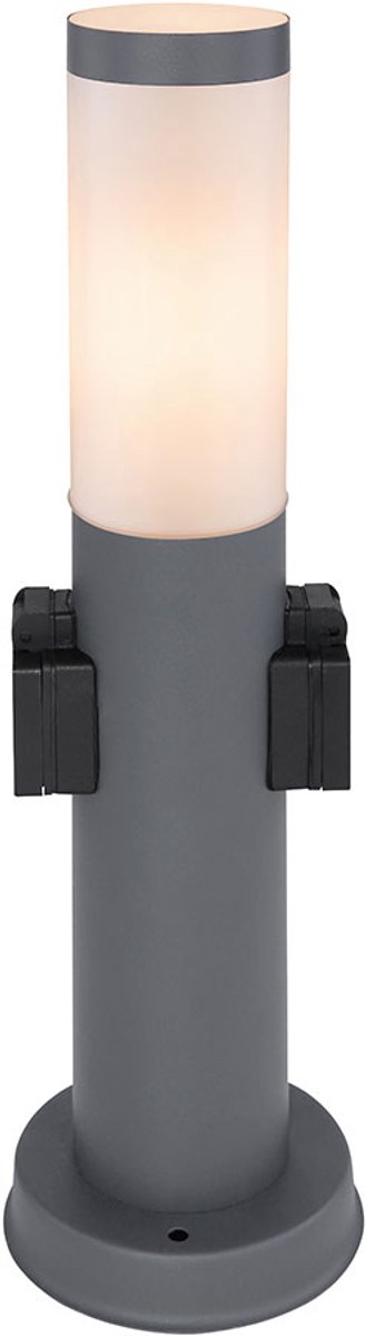 Staande lamp buitenlamp met fitting RVS Staande lamp tuinpad, opaal antraciet, 1x E27 fitting, DxH 12,7x45 cm