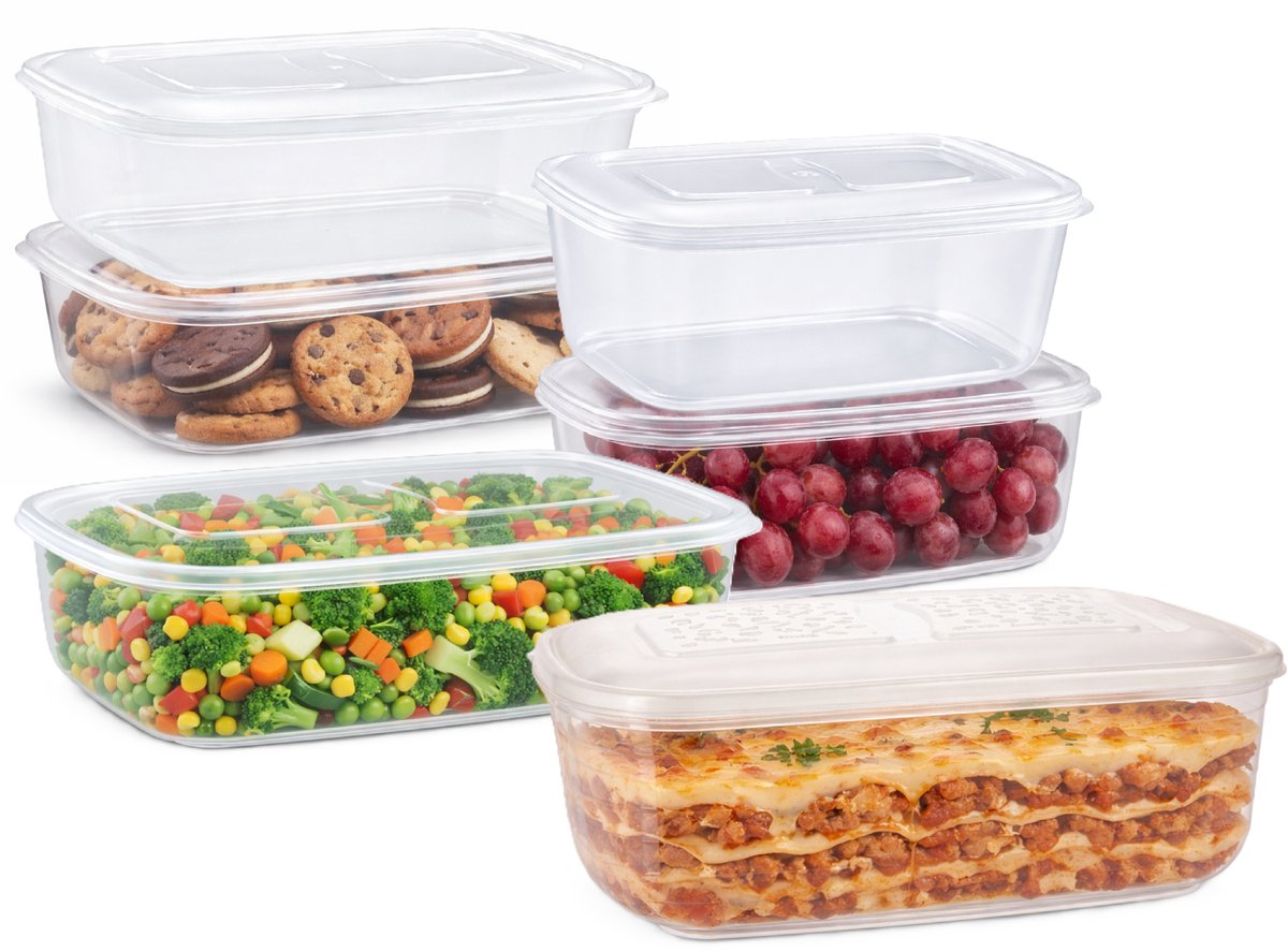 Plasticforte Vershoudbakjes set Classic - 6x stuks - vriezer en magnetron - kunststof - diverse maten - 1200-1800-2500-3000 ml - nestbaar