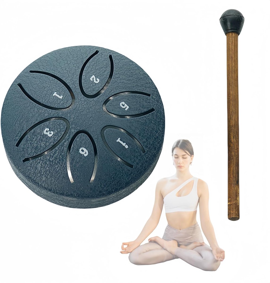 Stalen Tong Trommel - Mini Handpan - Meditatie Ontspanning - 6 Noten Compact - 3 Inch - Blauw