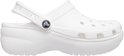 Witte Crocs Classic Platform Clog voor dames, zijaanzicht, met verhoogde zool.