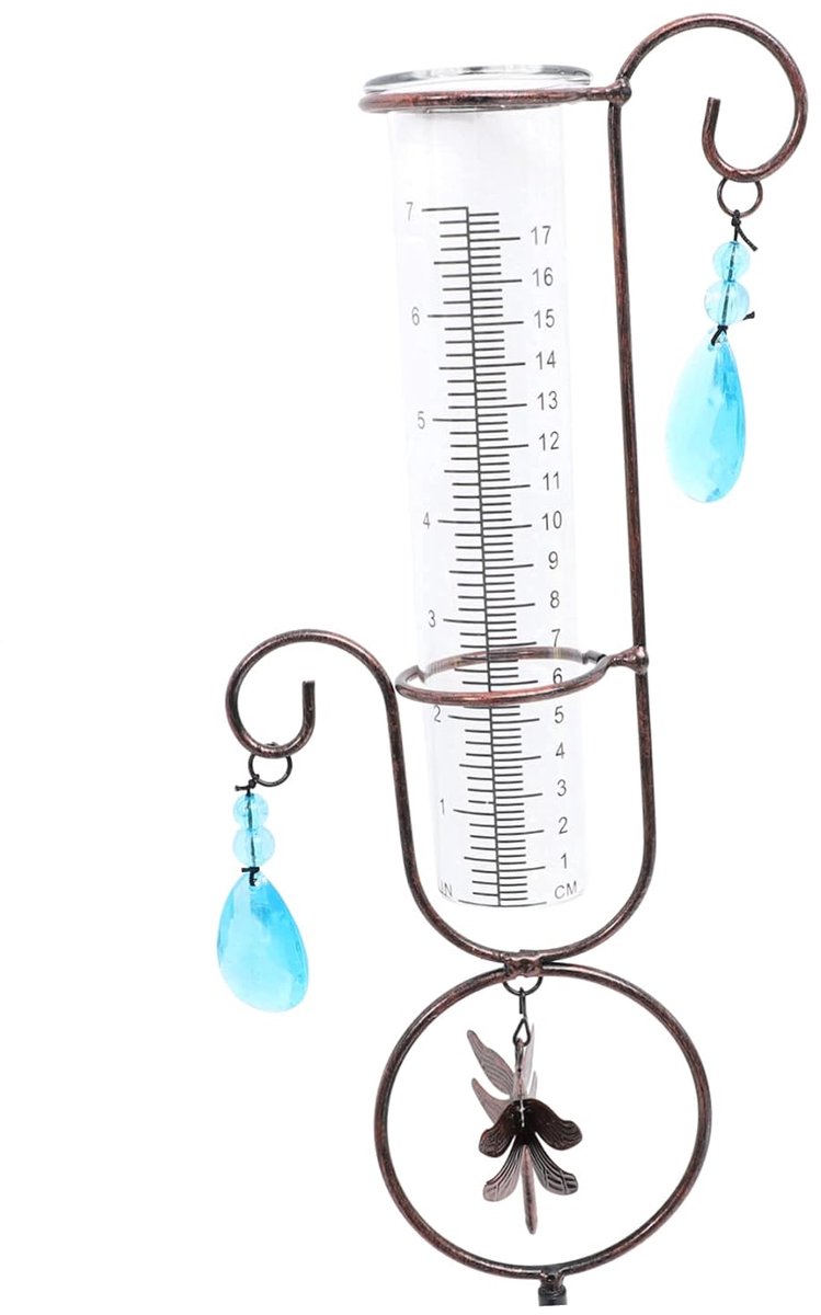 Regenmeter Tuin - Neerslagmeter Buiten - Tuinieren Weer - Gietijzer Decoratie - 32x17x6 cm - Bruin