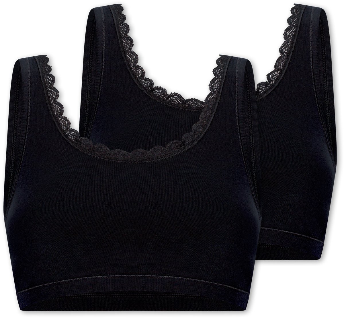 Uncover by Schiesser - 2PACK Bustier Cotton Lace - Dames - zwart