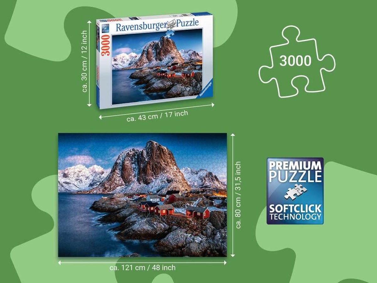 Ravensburger puzzel Hamnoy, Lofoten - legpuzzel - 3000 stukjes — afbeelding 4