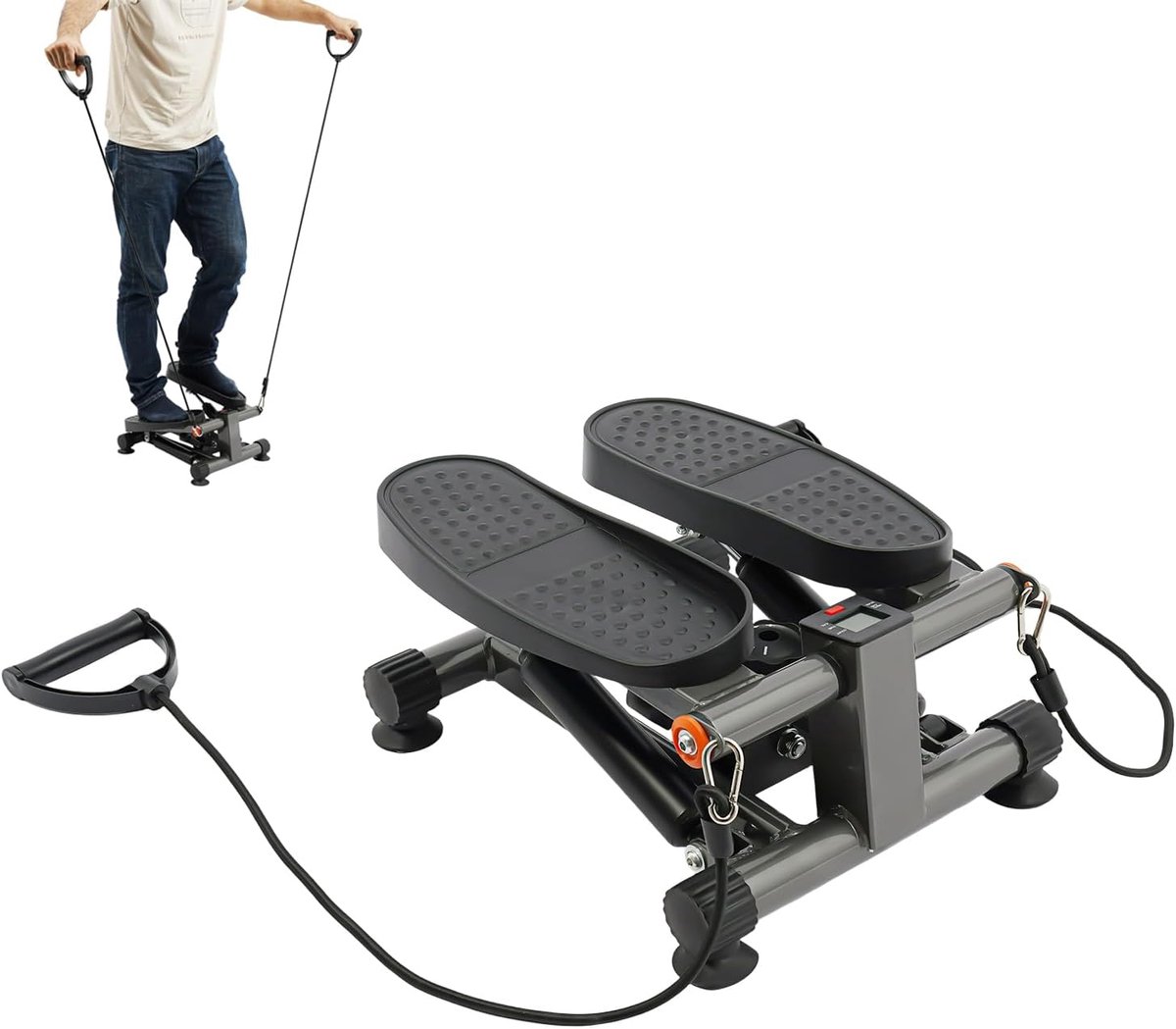 Mini Stepper - Fitnessapparaat - Thuis Sporten - 2-in-1 Swing - Verstelbaar - Zwart