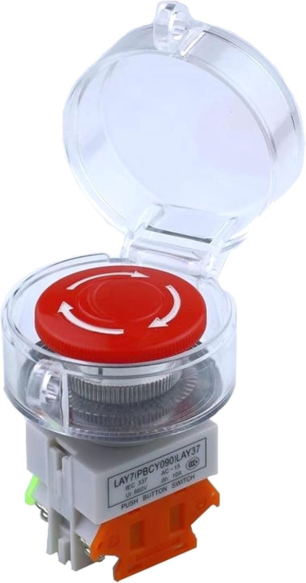 Noodstop Drukknop - Veiligheidsschakelaar - Machine Besturing - Waterdichte Cover - 22mm - Rood