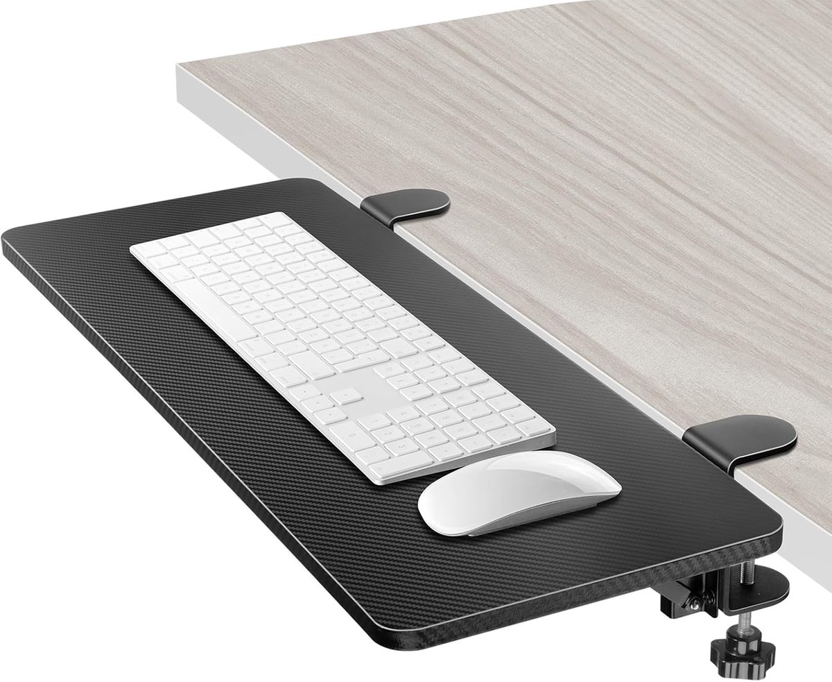 Bureauverlenging - Tafelverlenger Armsteun - Comfortabel Werken - Klembevestiging Zonder Boren - 64 x 24 cm - Zwart