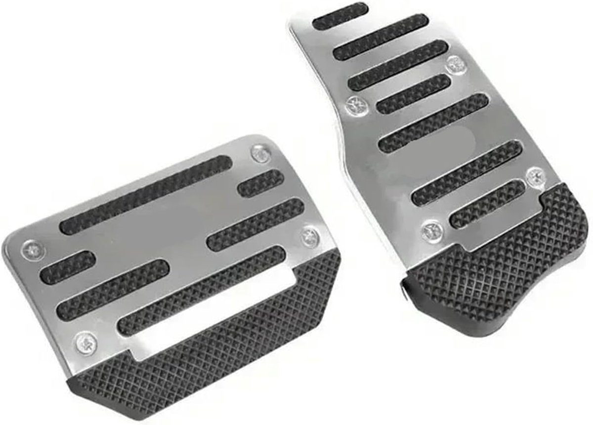 Pedaalhoezen Set - Auto Pedalen - Verbeterde Grip - Universele Pasvorm - Standaard Maat - Zilver