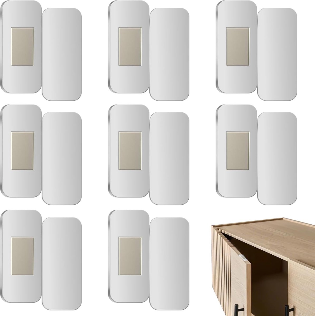 Magnetische Kastsloten - Deursluitingen - Kasten Sluiten - Boren Niet Nodig - 8 Stuks - Wit