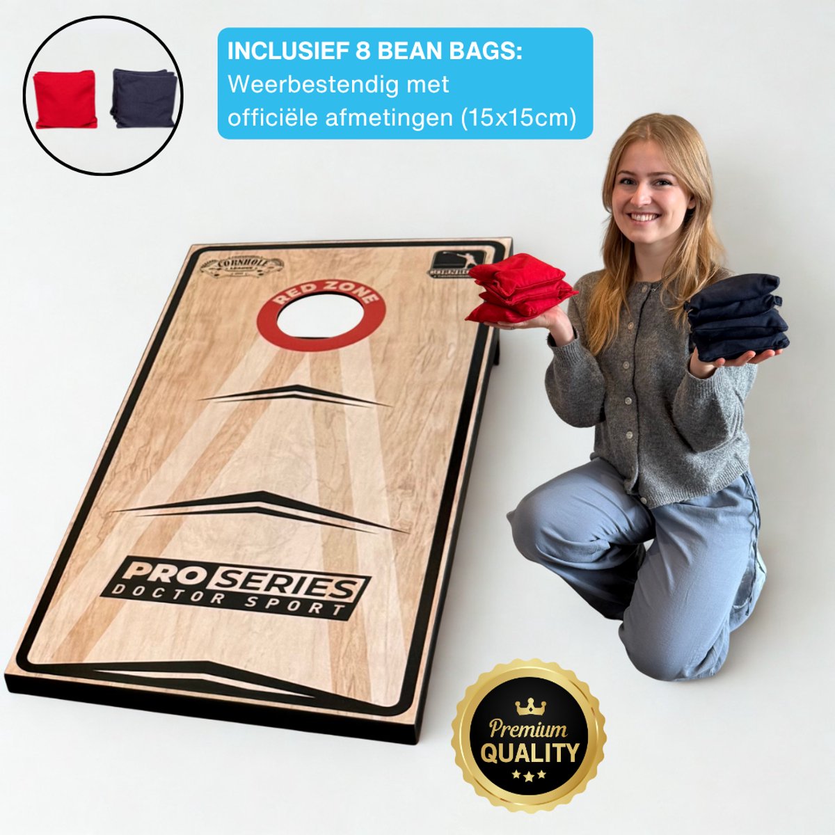 Doctor Sport Cornhole Pro Series – Amerikaans Werpspel – 120x60 cm – 8 Bean Bags + Draagtas – 1 Speelbord — afbeelding 8