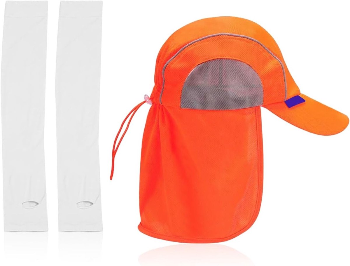 Reflecterende Poncho Hoed en Witte Mouwen voor Zonnebescherming, Ademend Sportaccessoire, UV-Bescherming en Visserij Gebruik
