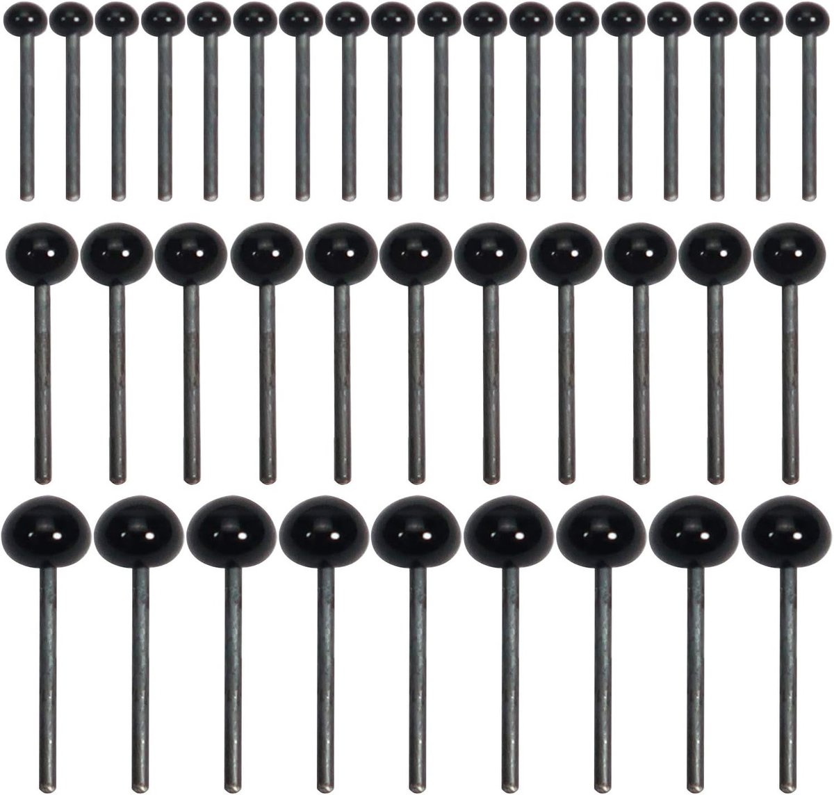 150 Stuks Glazen Popogen in Zwart, Gemengde Maten 2 mm, 3 mm, 4 mm - Creatieve Ogen voor Poppen en Puppets