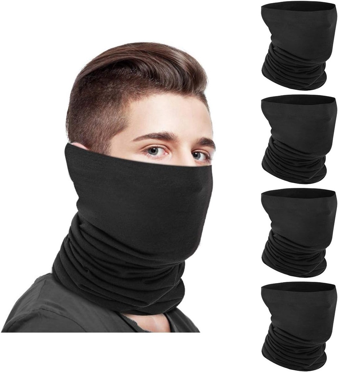 Set van 4 UV-beschermende gezichtsbando's, ademende en vochtregulerende nekgaiter voor sport en buitenactiviteiten, geschikt voor mannen en vrouwen, ideaal voor motorrijden en fietsen